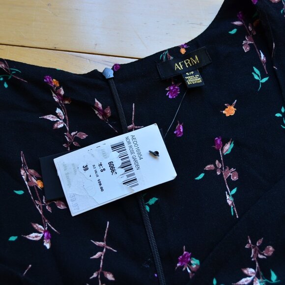 AFRM Channa Ruched Neck Floral Printed Mini Dress Size S/P NWT - Picture 3 of 13